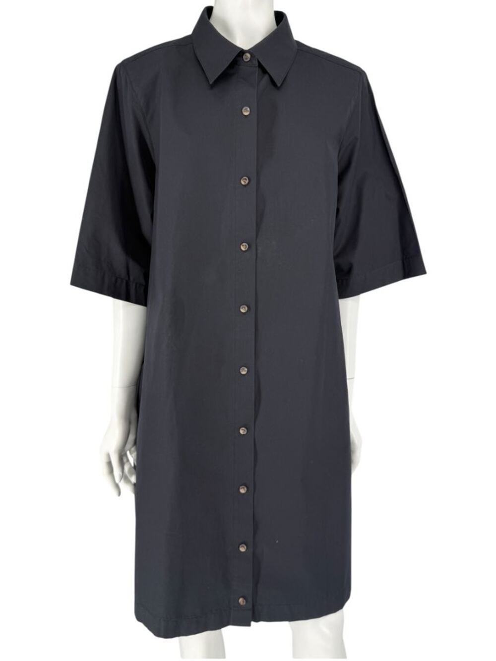 Lafayette 148 New York Black Cotton Shirt Dress – Size XL